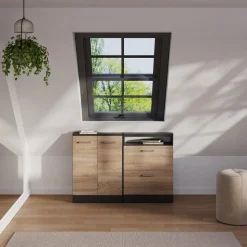 Dachschrägenschrank-Set Rion Sonoma/Anthrazit 2er Set Vicco