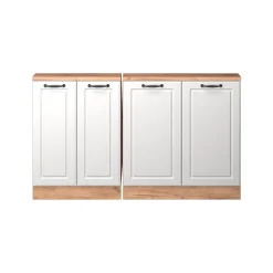 Dachschrägenschrank-Set Rion Weiß Landhaus/Goldkraft Eiche 2er Set Vicco