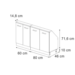 Dachschrägenschrank-Set Rion Weiß Landhaus/Goldkraft Eiche 2er Set Vicco