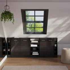 Dachschrägenschrank-Set Rion Anthrazit Hochglanz/Anthrazit 5er Set Vicco