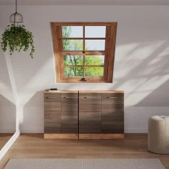 Dachschrägenschrank-Set Rion Edelgrau/Goldkraft Eiche 2er Set Vicco