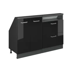 Dachschrägenschrank-Set Rion Schwarz Hochglanz/Anthrazit 2er Set Vicco