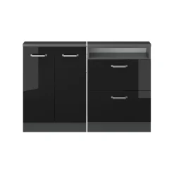 Dachschrägenschrank-Set Rion Schwarz Hochglanz/Anthrazit 2er Set Vicco