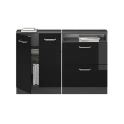 Dachschrägenschrank-Set Rion Schwarz Hochglanz/Anthrazit 2er Set Vicco