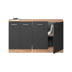 Dachschrägenschrank-Set Rion Anthrazit Hochglanz/Goldkraft Eiche 2er Set Vicco