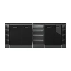 Dachschrägenschrank-Set Rion Schwarz Hochglanz/Anthrazit 5er Set Vicco