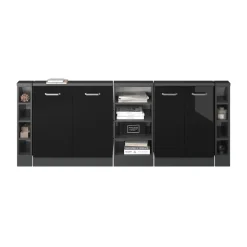 Dachschrägenschrank-Set Rion Schwarz Hochglanz/Anthrazit 5er Set Vicco