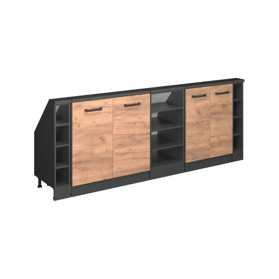 Dachschrägenschrank-Set Rion Goldkraft Eiche/Anthrazit 5er Set Vicco