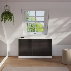 Dachschrägenschrank-Set Rion Anthrazit Hochglanz/Weiß 2er Set Vicco