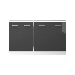 Dachschrägenschrank-Set Rion Anthrazit Hochglanz/Weiß 2er Set Vicco