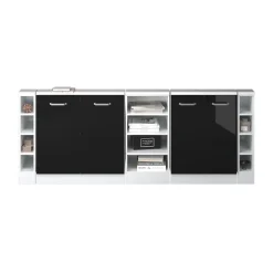 Dachschrägenschrank-Set Rion Schwarz Hochglanz/Weiß 5er Set Vicco