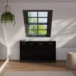 Dachschrägenschrank-Set Rion Schwarz Hochglanz/Anthrazit 2er Set Vicco