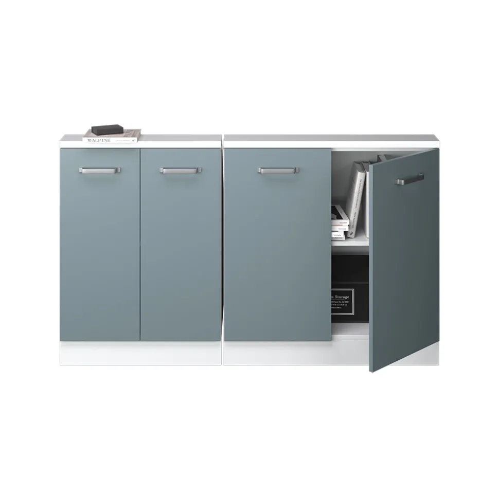 Dachschrägenschrank-Set Rion Blau-Grau/Goldkraft Eiche 2er Set Vicco