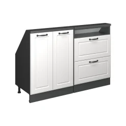 Dachschrägenschrank-Set Rion Weiß Landhaus/Anthrazit 2er Set Vicco