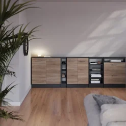 Dachschrägenschrank-Set Rion Sonoma/Anthrazit 5er Set Vicco