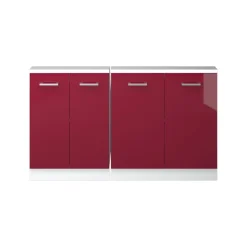 Dachschrägenschrank-Set Rion Bordeaux Hochglanz/Weiß 2er Set Vicco