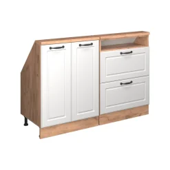 Dachschrägenschrank-Set Rion Weiß Landhaus/Goldkraft Eiche 120 x 81.6 cm 2er Set Vicco