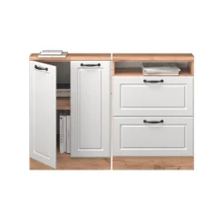 Dachschrägenschrank-Set Rion Weiß Landhaus/Goldkraft Eiche 120 x 81.6 cm 2er Set Vicco