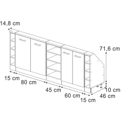Dachschrägenschrank-Set Rion Weiß Landhaus/Anthrazit 5er Set Vicco