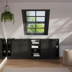 Dachschrägenschrank-Set Rion Anthrazit Landhaus/Anthrazit 5er Set Vicco