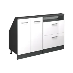 Dachschrägenschrank-Set Rion Weiß Hochglanz/Anthrazit 2er Set Vicco