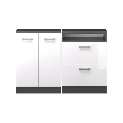 Dachschrägenschrank-Set Rion Weiß Hochglanz/Anthrazit 2er Set Vicco