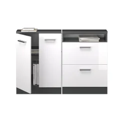 Dachschrägenschrank-Set Rion Weiß Hochglanz/Anthrazit 2er Set Vicco