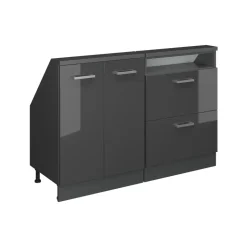 Dachschrägenschrank-Set Rion Anthrazit Hochglanz/Anthrazit 2er Set Vicco