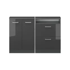 Dachschrägenschrank-Set Rion Anthrazit Hochglanz/Anthrazit 2er Set Vicco