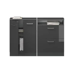 Dachschrägenschrank-Set Rion Anthrazit Hochglanz/Anthrazit 2er Set Vicco