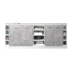 Dachschrägenschrank-Set Rion Beton/Weiß 5er Set Vicco