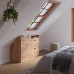 Dachschrägenschrank-Set Rion Goldkraft Eiche 120 x 81.6 cm 2er Set Vicco