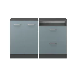 Dachschrägenschrank-Set Rion Blau-Grau/Anthrazit 2er Set Vicco