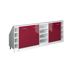 Dachschrägenschrank-Set Rion Bordeaux Hochglanz/Weiß 5er Set Vicco