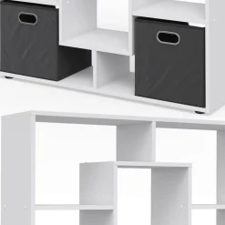 Drehregal Weiß 107.2 x 143 cm mit 2 Faltboxen Vicco