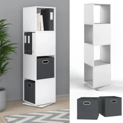 Drehregal Weiß 35.2 x 144.2 cm mit 2 Faltboxen Vicco