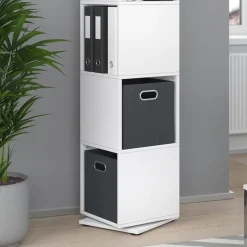 Drehregal Weiß 35.2 x 144.2 cm mit 2 Faltboxen Vicco