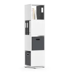 Drehregal Weiß 35.2 x 144.2 cm mit 2 Faltboxen Vicco