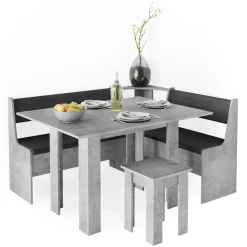 Eckbankgruppe Roman Beton 150 x 120 cm mit Tisch Vicco