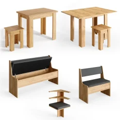 Eckbankgruppe Roman Goldkraft Eiche 180 x 120 cm mit Tisch Vicco