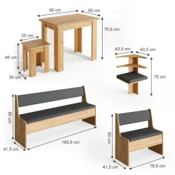 Eckbankgruppe Roman Goldkraft Eiche 210 x 120 cm mit Tisch Vicco
