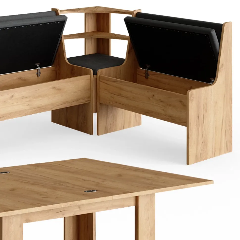 Eckbankgruppe Roman Goldkraft Eiche 210 x 120 cm mit Tisch Vicco