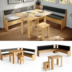Eckbankgruppe Roman Goldkraft Eiche 210 x 180 cm mit Tisch Vicco