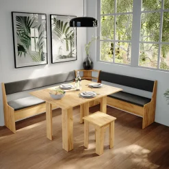 Eckbankgruppe Roman Goldkraft Eiche 210 x 180 cm mit Tisch Vicco