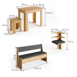 Eckbankgruppe Roman Goldkraft Eiche 180 x 180 cm mit Tisch Vicco
