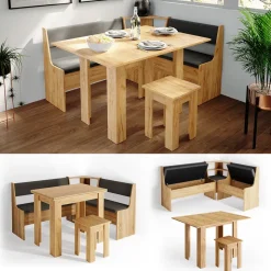 Eckbankgruppe Roman Goldkraft Eiche 150 x 120 cm mit Tisch Vicco