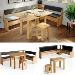 Eckbankgruppe Roman Goldkraft Eiche 210 x 150 cm mit Tisch Vicco