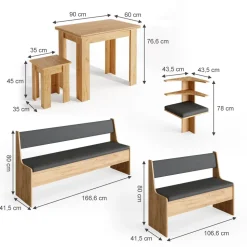 Eckbankgruppe Roman Goldkraft Eiche 210 x 150 cm mit Tisch Vicco