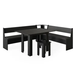 Eckbankgruppe Roman Schwarz 210 x 180 cm mit Tisch Vicco