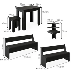 Eckbankgruppe Roman Schwarz 210 x 180 cm mit Tisch Vicco